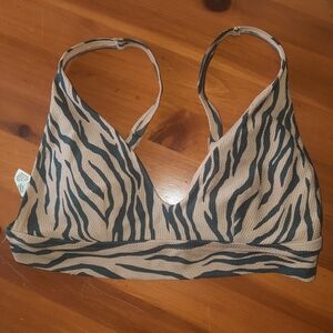 aerie Zebra Print Bikini Top in Tan and Black